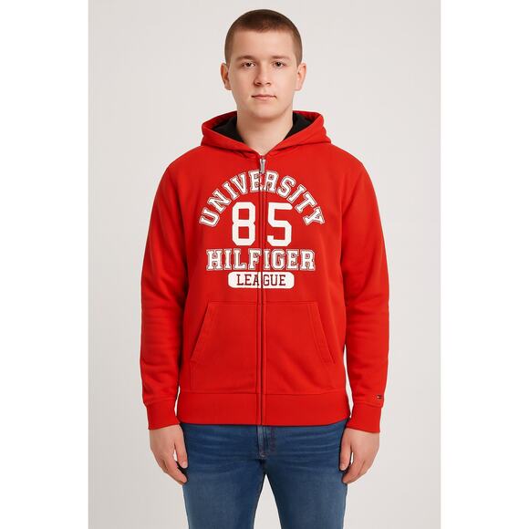 Tommy Hilfiger Boys Full-Zip Hoodie Sweatshirt - Size M (12/14) Orange - Picture 1 of 6